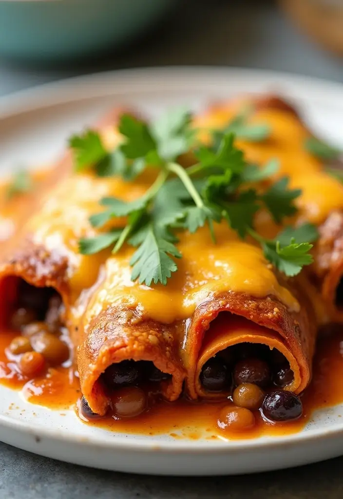 25 Budget Friendly Make Ahead Freezer Meal Recipes - 12. Sweet Potato and Black Bean Enchiladas