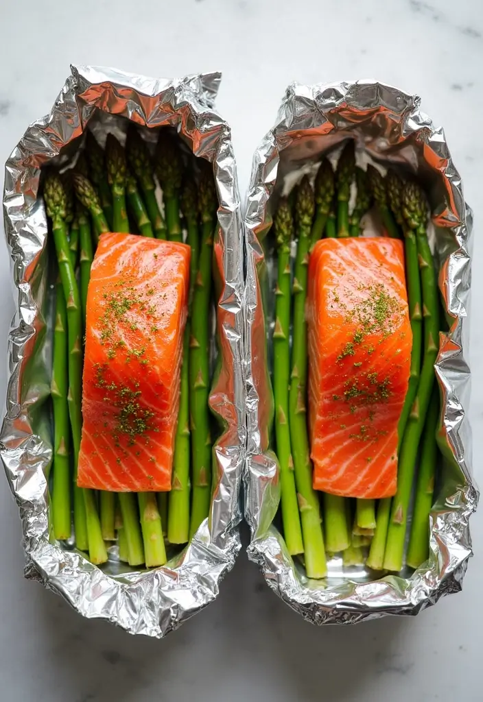 25 Freezer Meal Ideas for the Elderly That Are Easy and Nutritious - 14. Salmon & Asparagus Foil Packs