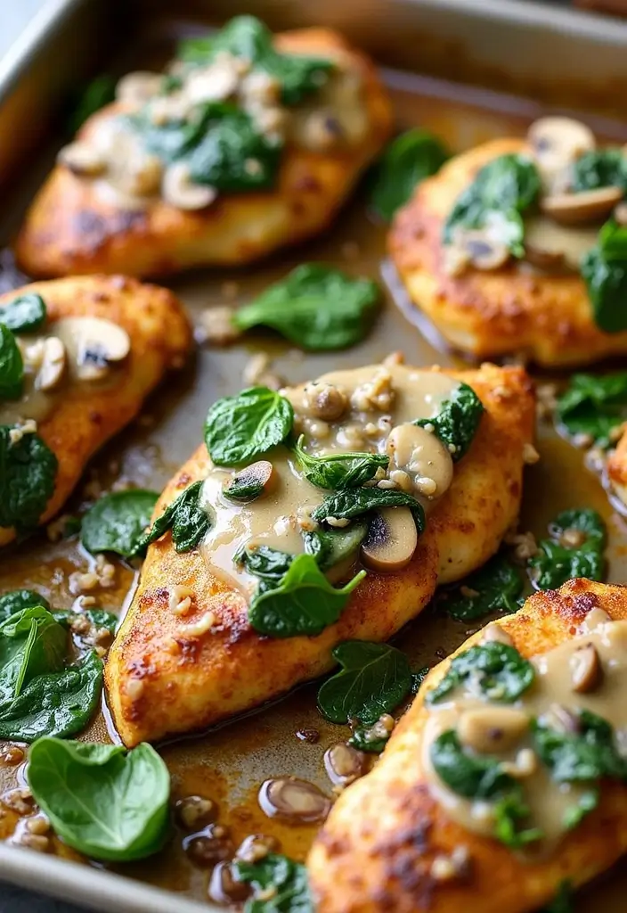 25 Freezer Sheet Pan Meal Recipes Made Simple 21 25 Freezer Sheet Pan Meal Recipes Made Simple - 21. Creamy Mushroom Chicken with Spinach