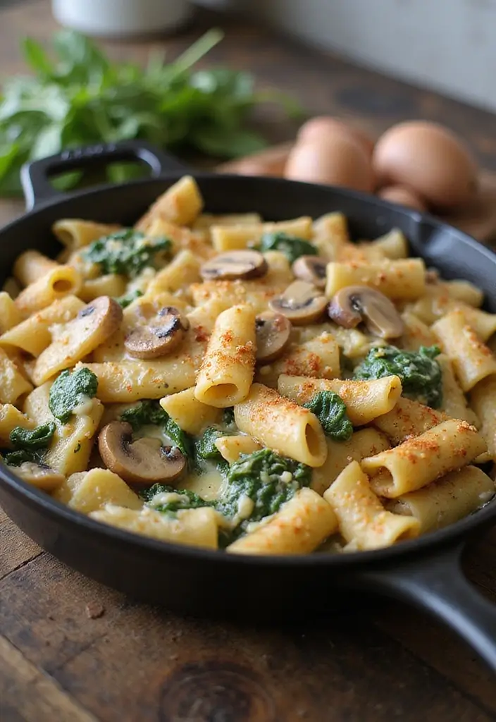25 Freezer to Oven Meal Recipes That Are Effortless 5 25 Freezer to Oven Meal Recipes That Are Effortless - 5. Creamy Spinach and Mushroom Pasta Bake