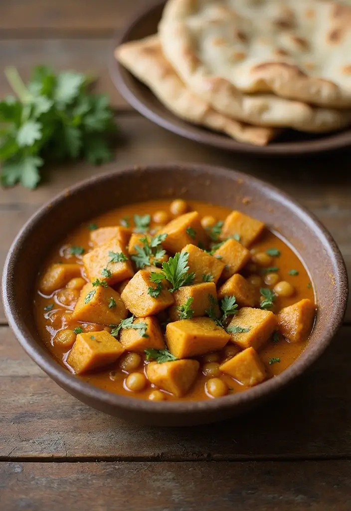 25 High Protein Crock Pot Freezer Meals for Meal Prep - 10. Curried Chickpea and Potato Stew