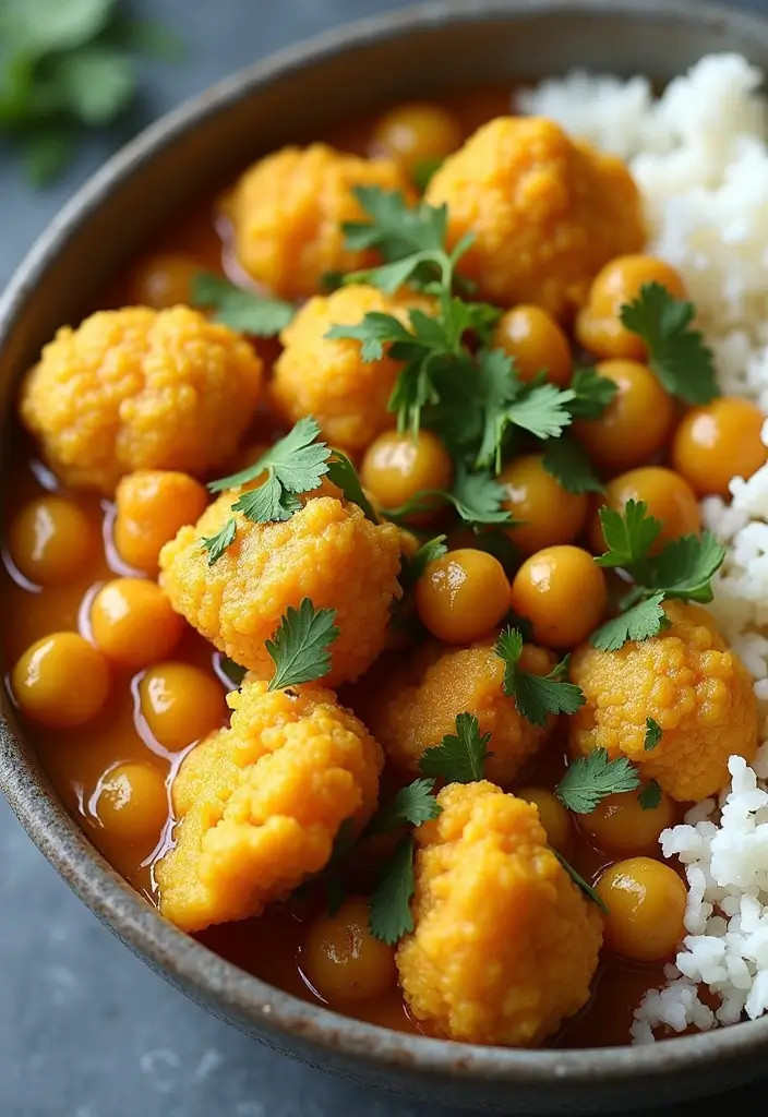 25 High Protein Crock Pot Freezer Meals for Meal Prep - 12. Cauliflower and Chickpea Curry
