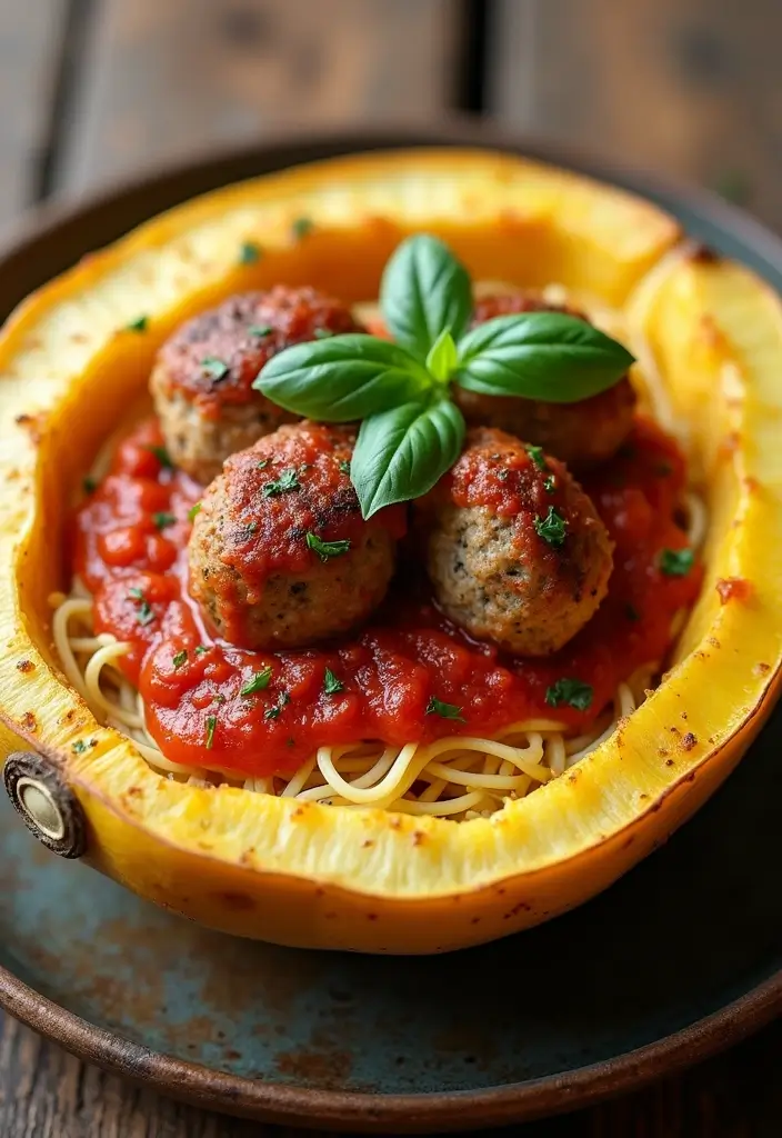 25 High Protein Crock Pot Freezer Meals for Meal Prep - 18. Spaghetti Squash and Meatballs