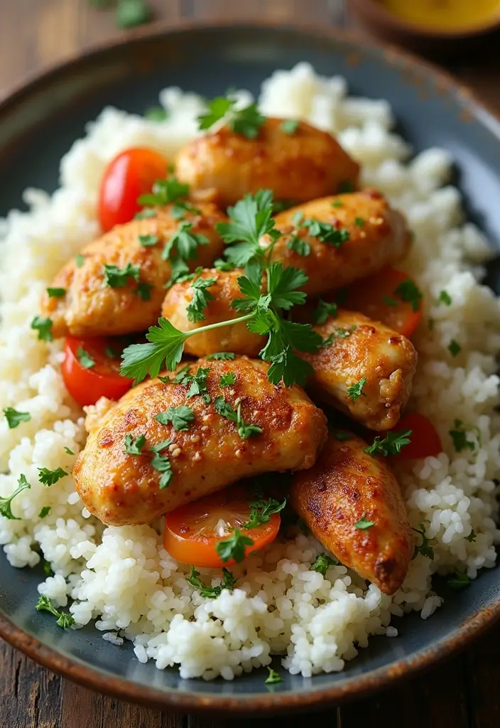 25 High Protein Crock Pot Freezer Meals for Meal Prep - 19. Herb and Garlic Chicken with Rice