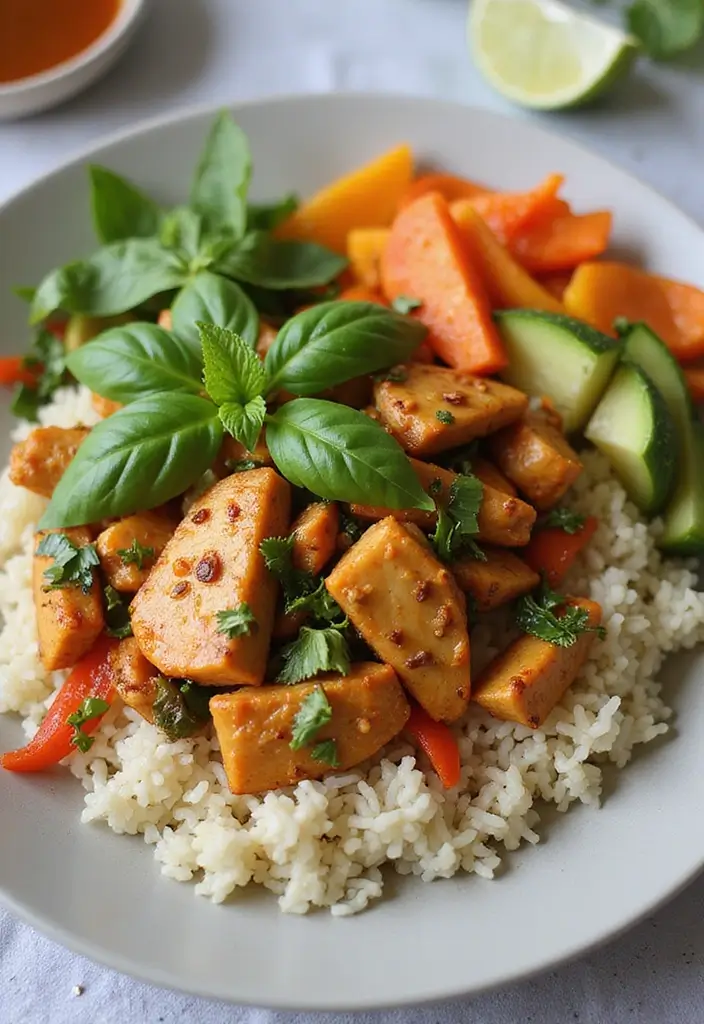 25 High Protein Crock Pot Freezer Meals for Meal Prep - 21. Thai Basil Chicken