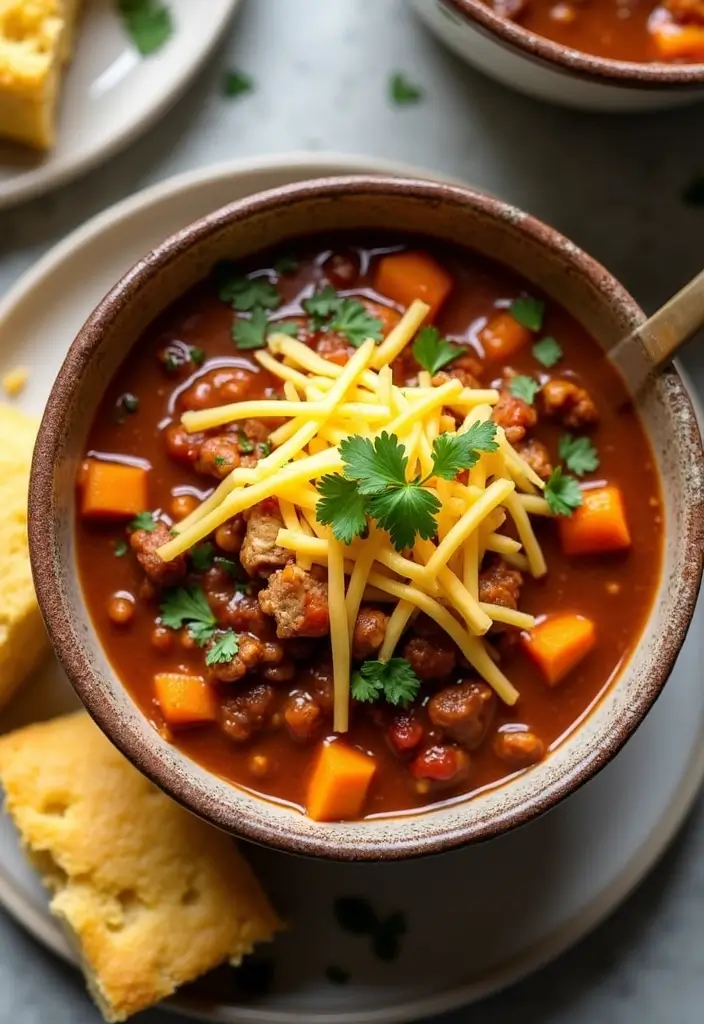 25 High Protein Crock Pot Freezer Meals for Meal Prep - 22. Butternut Squash and Turkey Chili