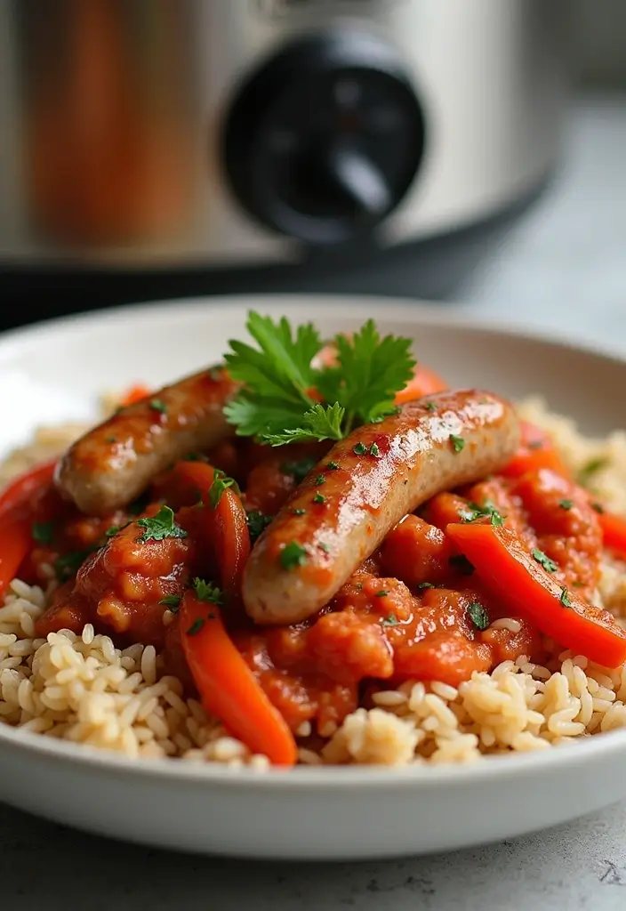 25 High Protein Crock Pot Freezer Meals for Meal Prep - 4. Italian Sausage and Peppers