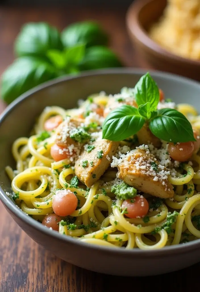 25 Kid Friendly Freezer Crockpot Meals That Parents Love - 23. Pesto Chicken Pasta