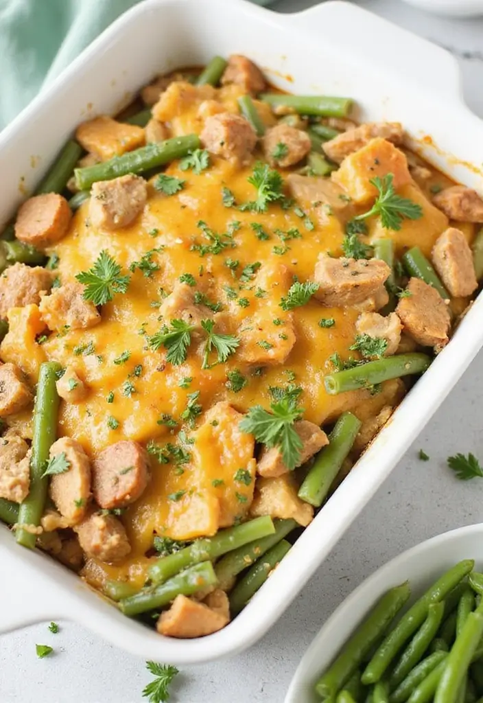 25 Turkey Freezer Meal and Casserole Recipes for Families - 10. Garlic Herb Turkey and Green Bean Casserole