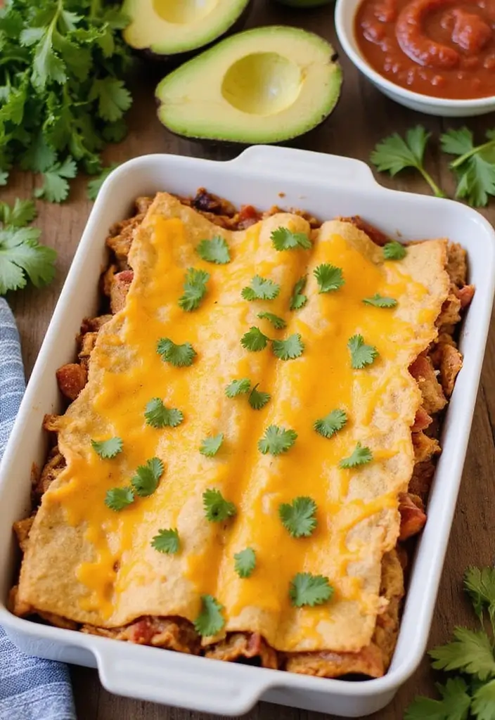 25 Turkey Freezer Meal and Casserole Recipes for Families - 2. Turkey Enchilada Casserole