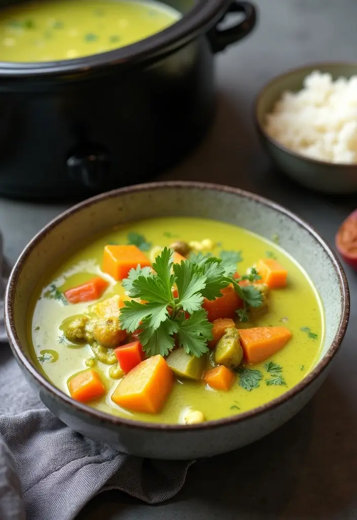 25 Vegetarian Crockpot Freezer Meals Packed with Flavor 15 25 Vegetarian Crockpot Freezer Meals Packed with Flavor - 15. Green Coconut Curry Soup