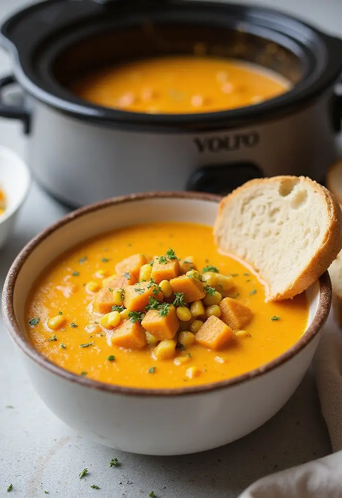25 Vegetarian Crockpot Freezer Meals Packed with Flavor 23 25 Vegetarian Crockpot Freezer Meals Packed with Flavor - 23. Sweet Potato and Corn Chowder
