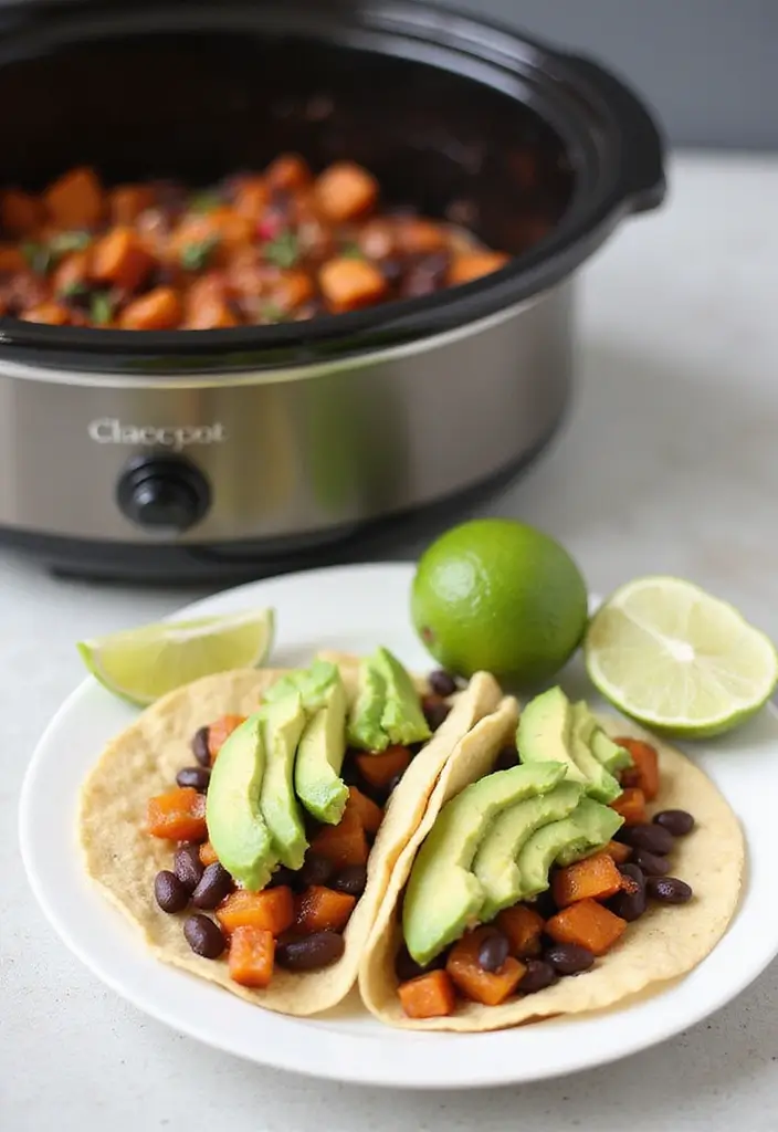 25 Vegetarian Crockpot Freezer Meals Packed with Flavor 5 25 Vegetarian Crockpot Freezer Meals Packed with Flavor - 5. Black Bean and Sweet Potato Tacos