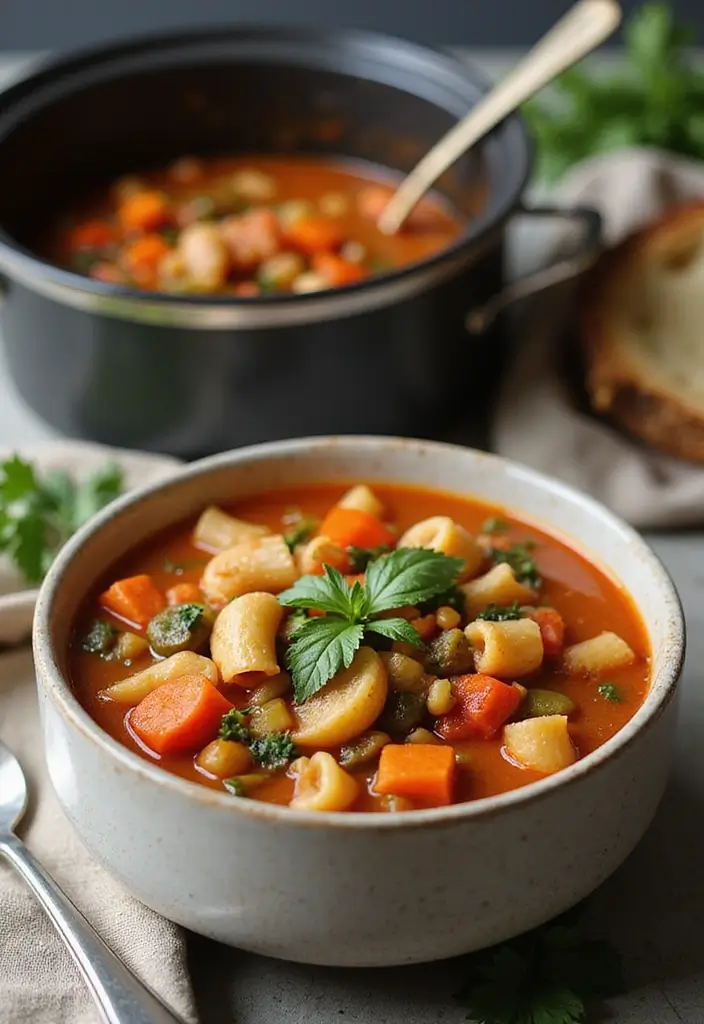 25 Vegetarian Crockpot Freezer Meals Packed with Flavor 9 25 Vegetarian Crockpot Freezer Meals Packed with Flavor - 9. Rustic Vegetable Minestrone