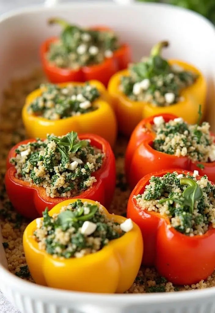 26 Grab and Go Freezer Meal Recipes for Busy Schedules - 9. Spinach and Feta Stuffed Peppers