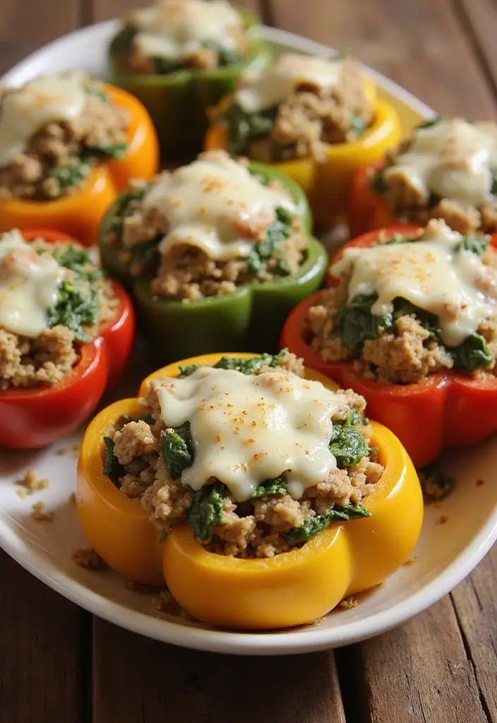 27 Ground Turkey Freezer Meal Recipes That Are Healthy and Easy - 1. Turkey and Spinach Stuffed Peppers