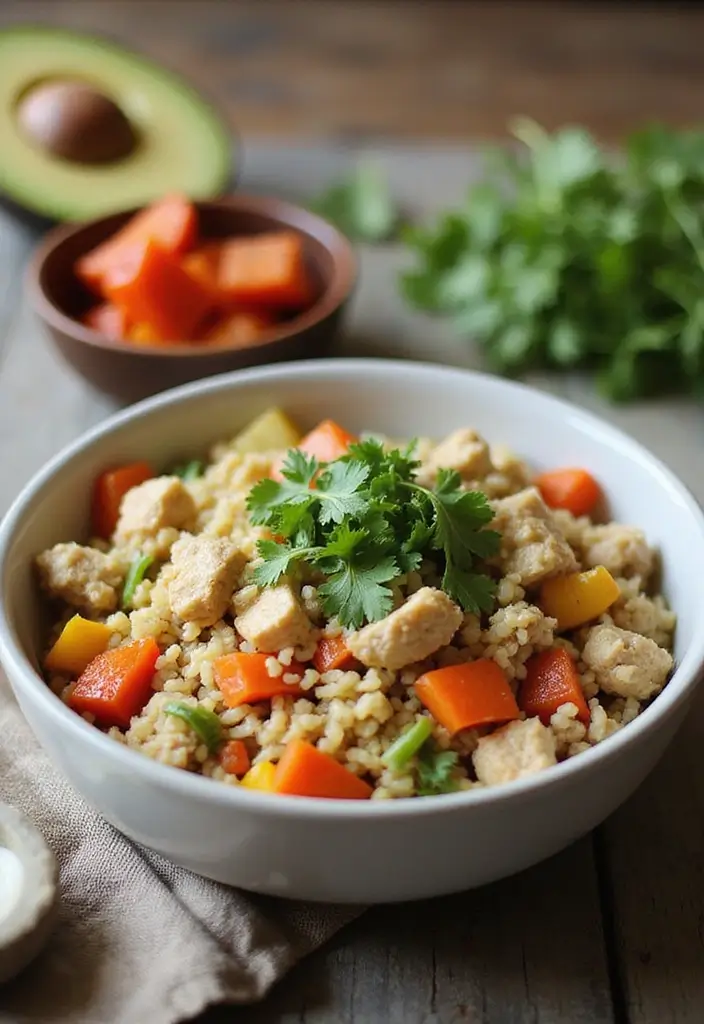 27 Ground Turkey Freezer Meal Recipes That Are Healthy and Easy - 7. Turkey and Cauliflower Rice Bowl