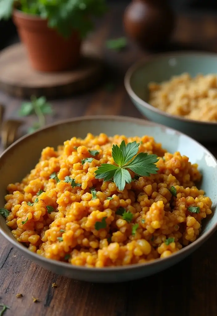27 High Protein Freezer Meal Recipes for Fitness Goals - 11. Curried Lentil and Rice Casserole