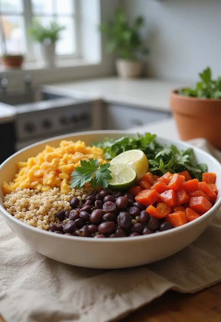 27 High Protein Freezer Meal Recipes for Fitness Goals - 14. Spicy Black Bean and Quinoa Bowl