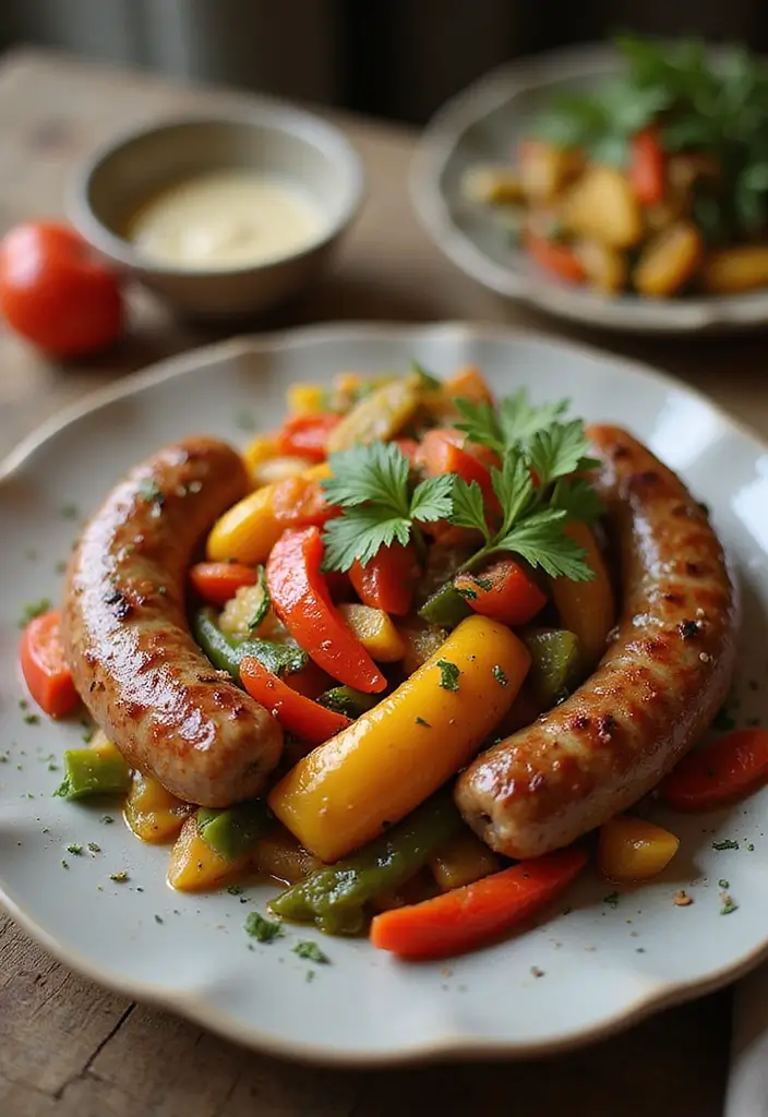 27 High Protein Freezer Meal Recipes for Fitness Goals - 17. Vegan Sausage and Peppers