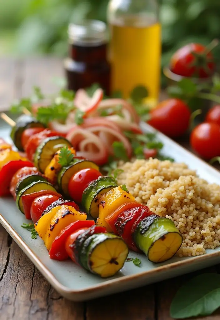 27 High Protein Freezer Meal Recipes for Fitness Goals - 23. Grilled Vegetable Skewers with Quinoa