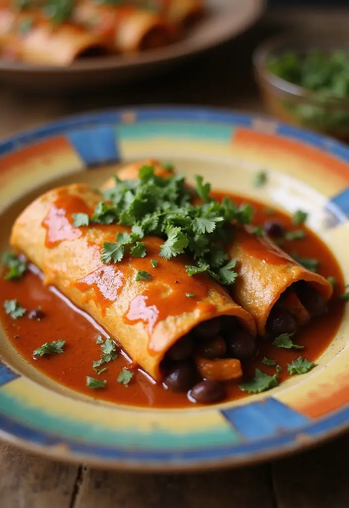 27 High Protein Freezer Meal Recipes for Fitness Goals - 7. Sweet Potato and Black Bean Enchiladas