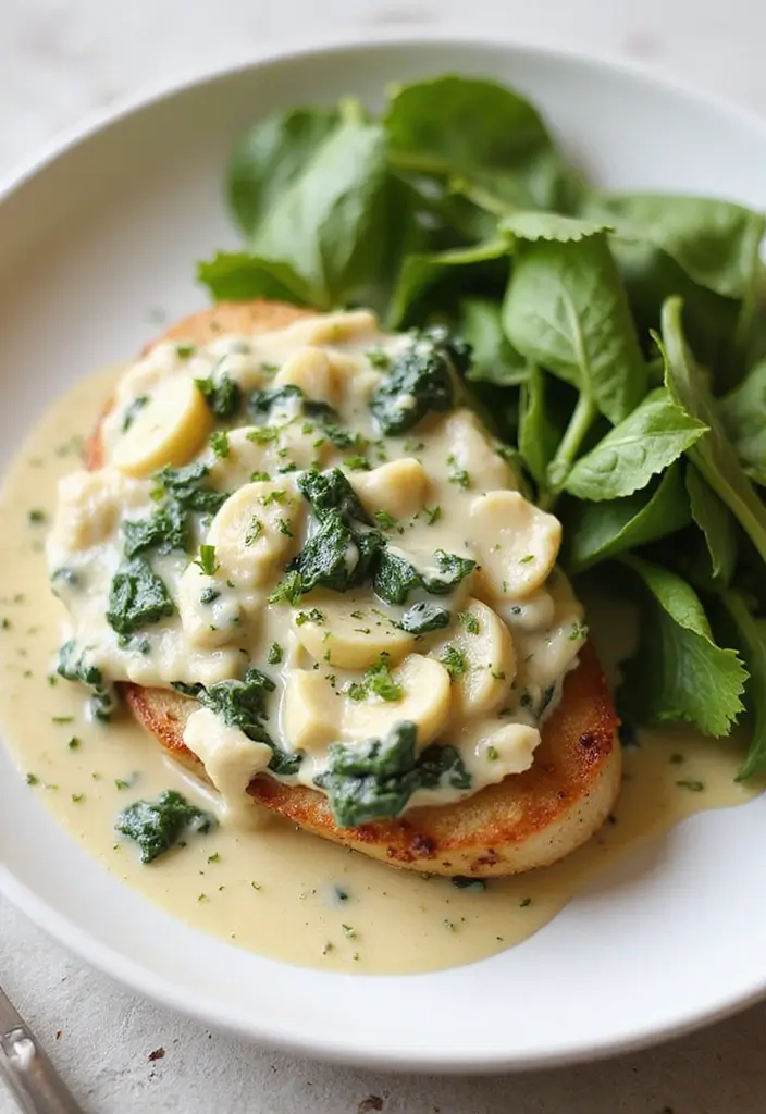 27 Keto Crockpot Freezer Meal Recipes for Low Carb Diets - 14. Spinach and Artichoke Chicken