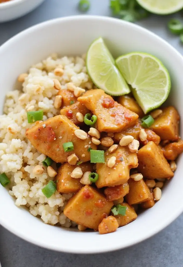 27 Keto Crockpot Freezer Meal Recipes for Low Carb Diets - 18. Thai Peanut Chicken
