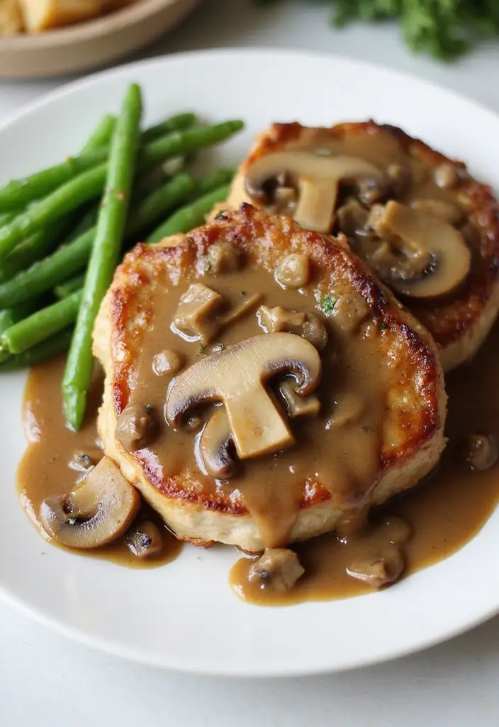 27 Keto Crockpot Freezer Meal Recipes for Low Carb Diets - 5. Pork Chops with Mushroom Sauce