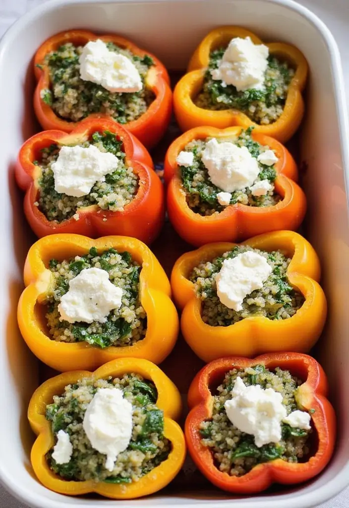 27 Simple Make Ahead Freezer Meal Recipes for Busy Weeks 11 27 Simple Make Ahead Freezer Meal Recipes for Busy Weeks - 11. Spinach and Feta Stuffed Peppers