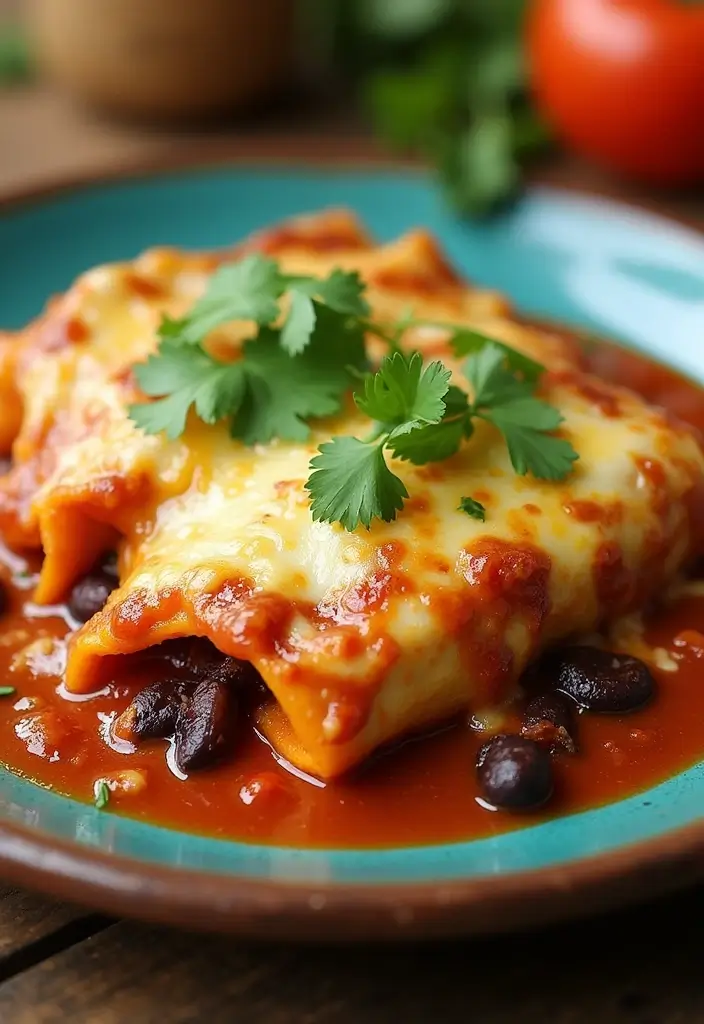 28 Family Friendly Freezer Meal Recipes That Everyone Will Enjoy - 8. Sweet Potato and Black Bean Enchiladas