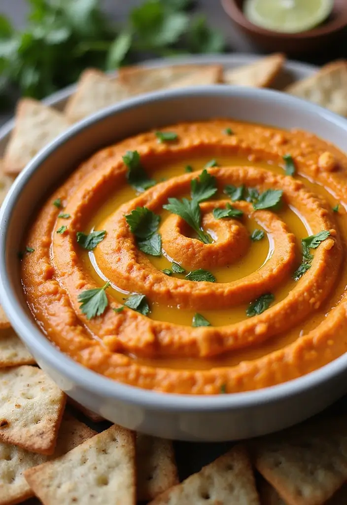 28 Healthy Crockpot Freezer Meals for Two That Save Time - 21. Roasted Red Pepper Hummus Soup