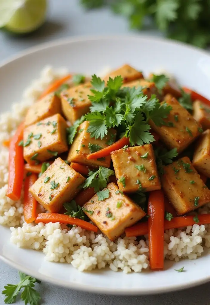 28 Healthy Crockpot Freezer Meals for Two That Save Time - 25. Ginger Garlic Tofu Stir-Fry
