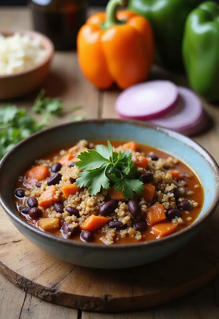 28 Heat and Eat Freezer Meal Ideas for Busy Families - 1. Quinoa and Black Bean Chili