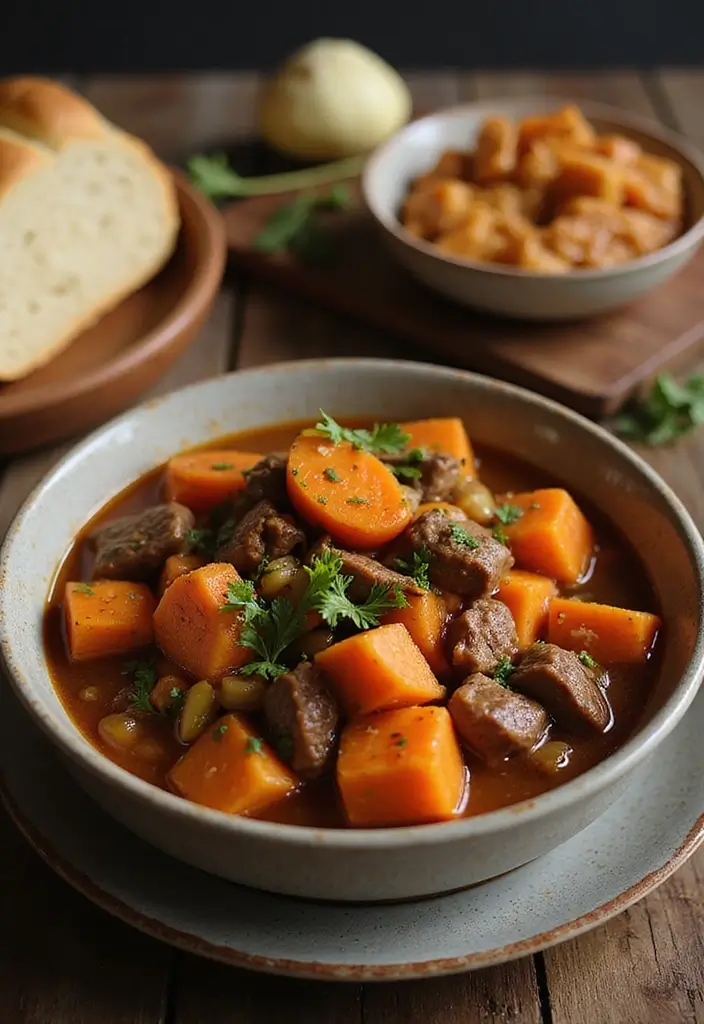 28 Heat and Eat Freezer Meal Ideas for Busy Families - 3. Beef and Sweet Potato Stew