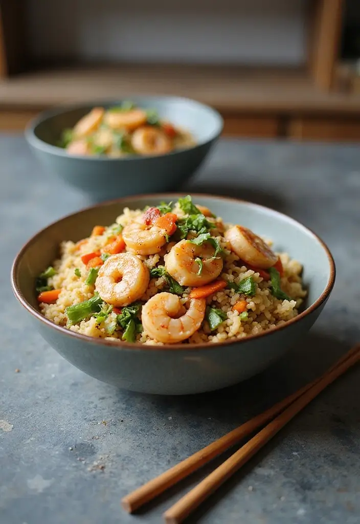 28 Heat and Eat Freezer Meal Ideas for Busy Families - 7. Shrimp and Cauliflower Fried Rice