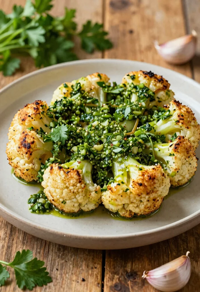 10 Aesthetic Dinner Recipes for Beautiful Everyday Meals - 9. Cauliflower Steak with Chimichurri 1