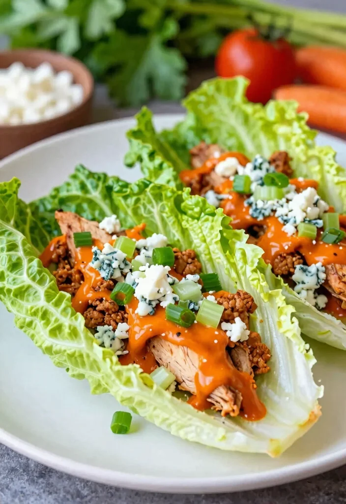 10 Keto Buffalo Chicken Recipes for Spicy Low Carb Comfort 12 10 Keto Buffalo Chicken Recipes for Spicy Low Carb Comfort - 2. Spicy Buffalo Chicken Lettuce Wraps 1