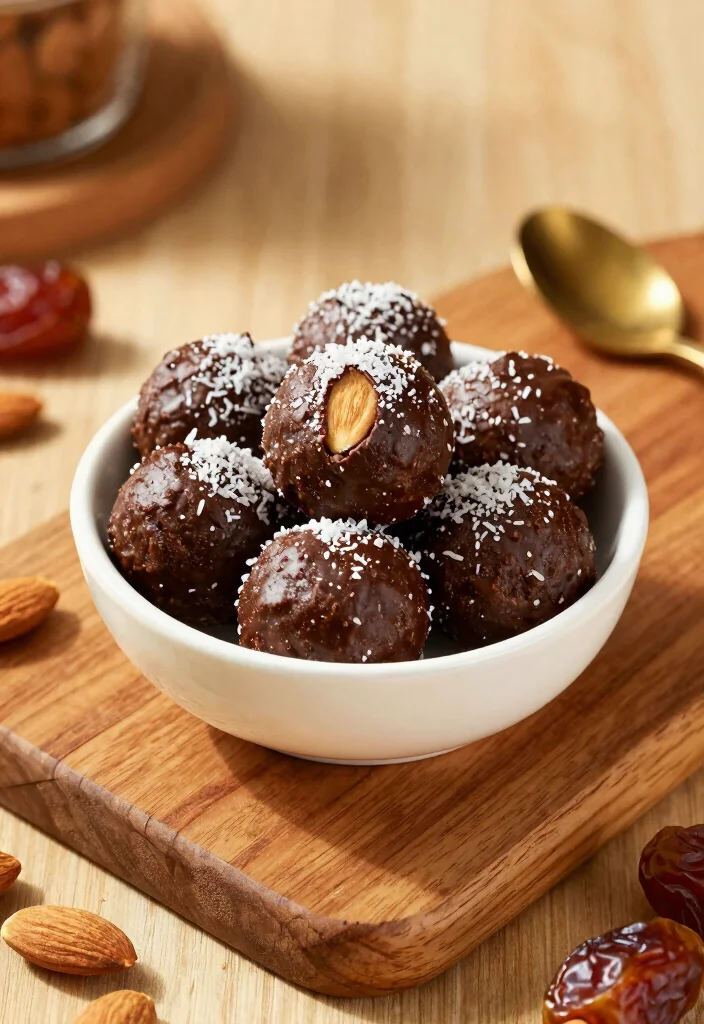 10 Low Cholesterol Dessert Recipes for Heart Smart Sweets - 6. Dark Chocolate Almond Energy Balls 1
