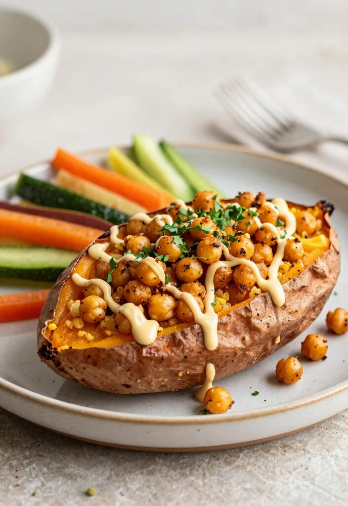 12 Budget Friendly Dinner Recipes That Still Taste Great - 6. Baked Sweet Potato with Chickpeas 1