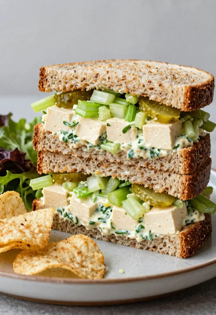 12 Healthy Clean Eating Tofu Recipes for Light Protein Meals - 11. Tofu Salad Sandwich 1