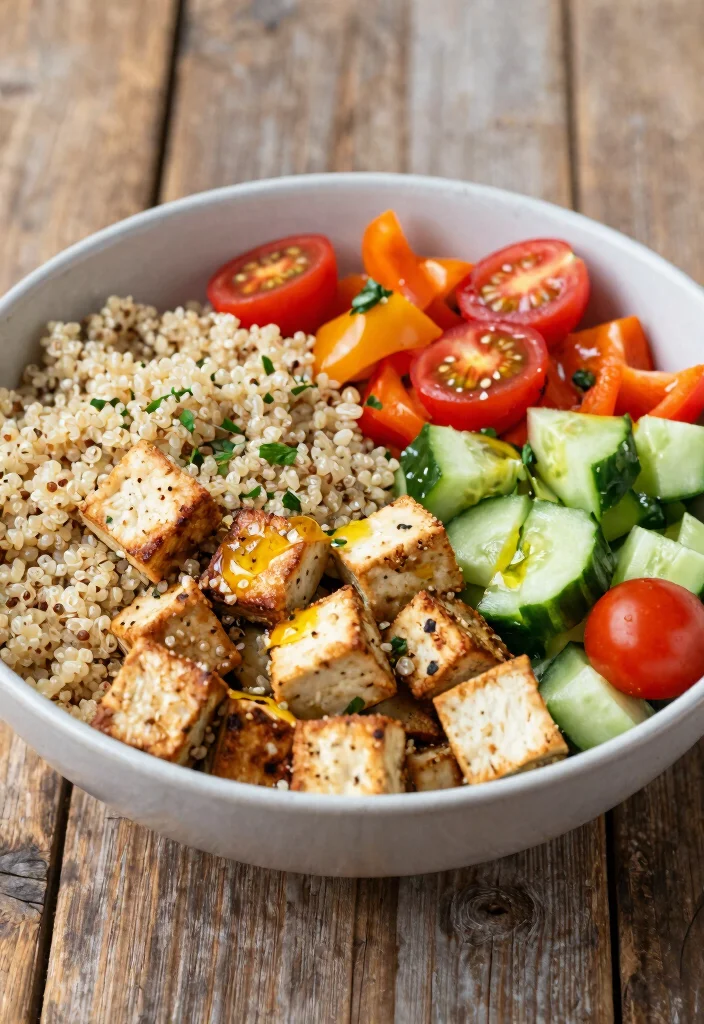 12 Healthy Clean Eating Tofu Recipes for Light Protein Meals - 7. Tofu Quinoa Salad 1