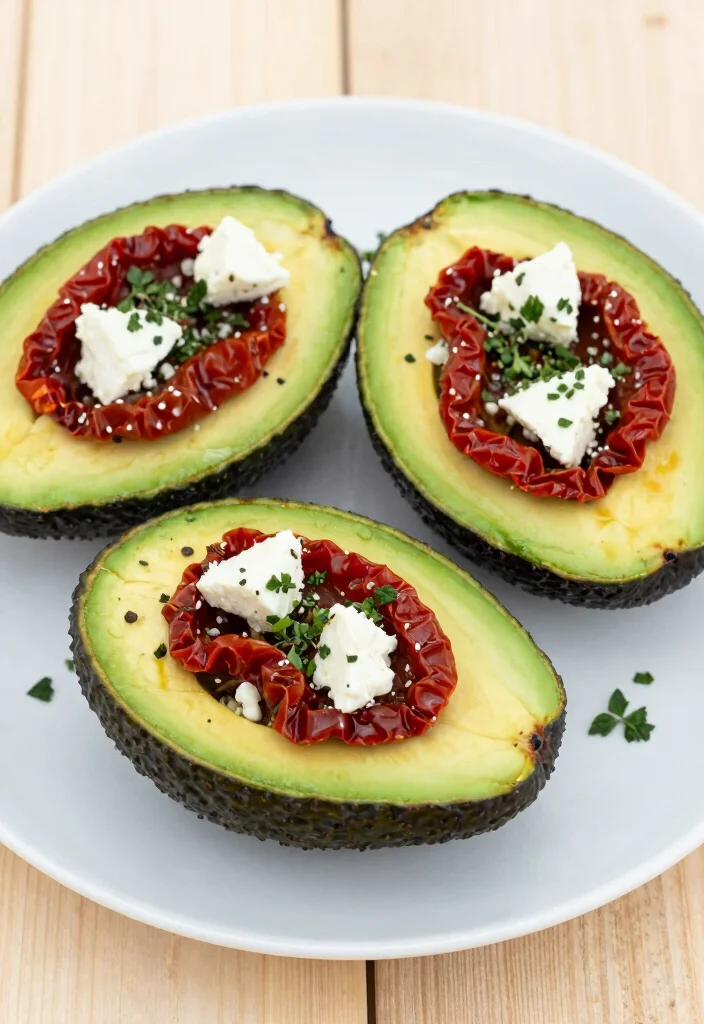 12 Healthy Sun Dried Tomato Recipes for Bold Savory Flavor - 4. Sun Dried Tomato and Feta Stuffed Avocados 1