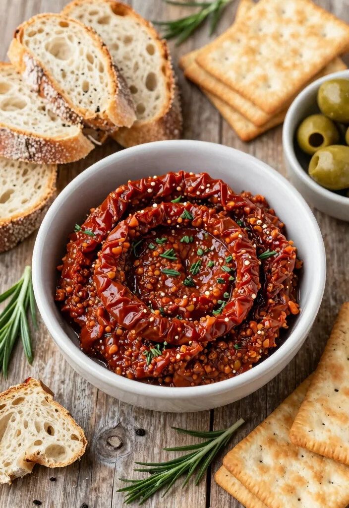 12 Healthy Sun Dried Tomato Recipes for Bold Savory Flavor - 5. Sun Dried Tomato and Olive Tapenade 1