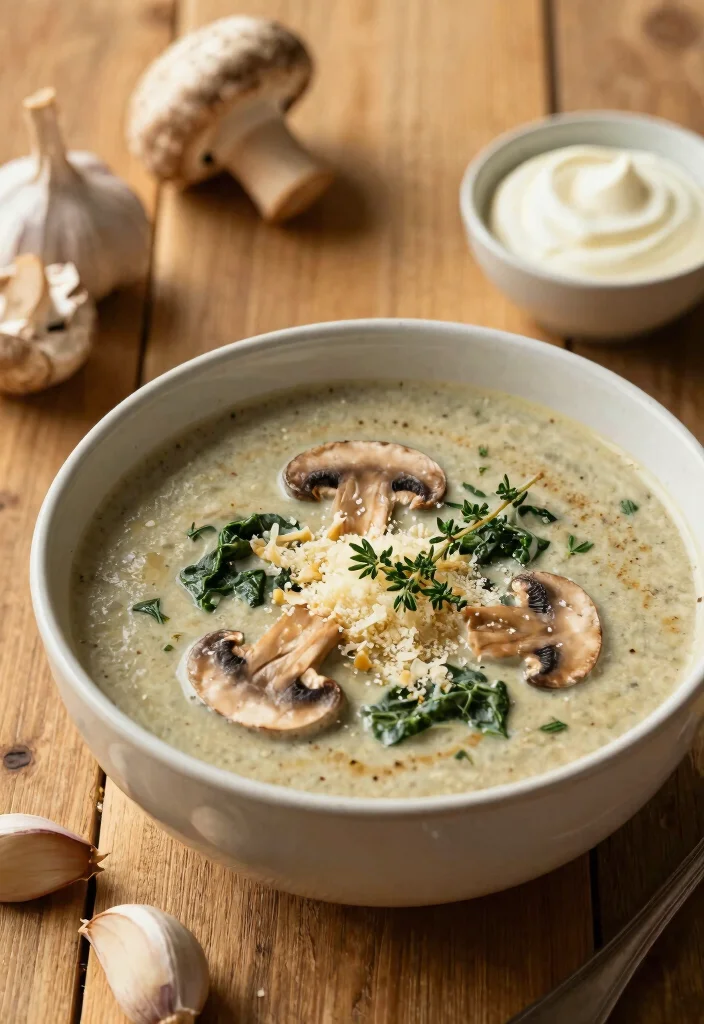 12 Keto Vegetable Soup Recipes for Cozy Low Carb Bowls 45 12 Keto Vegetable Soup Recipes for Cozy Low Carb Bowls - 5. Creamy Mushroom and Spinach Soup 1