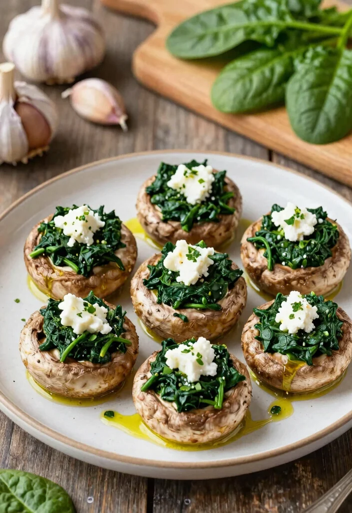 12 Protein Rich Dinner Recipes for Filling Balanced Meals - 5. Spinach and Feta Stuffed Portobello Mushrooms 1