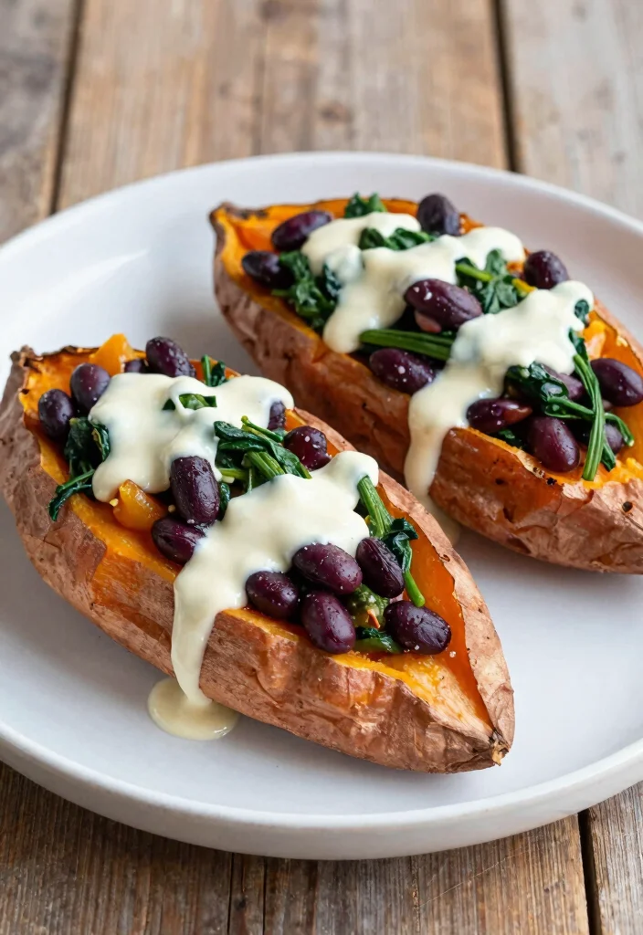 12 Vegan Navy Bean Recipes for Hearty Plant Based Protein 10. Navy Bean and Spinach Stuffed Sweet Potatoes 0
