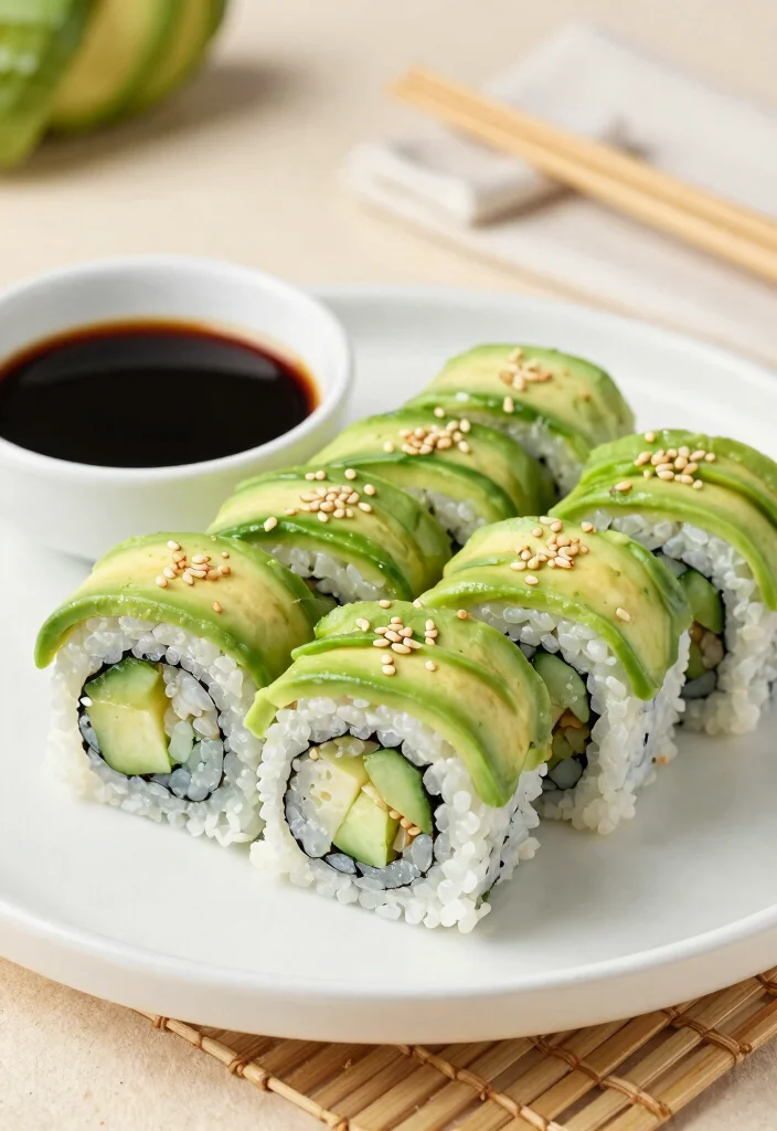 12 Vegan Sushi Recipes for Fresh Creative Rolls - 1. Classic Avocado and Cucumber Roll 1