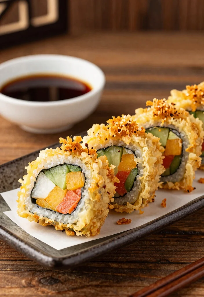 12 Vegan Sushi Recipes for Fresh Creative Rolls - 12. Crunchy Tempura Sweet Potato Sushi 1