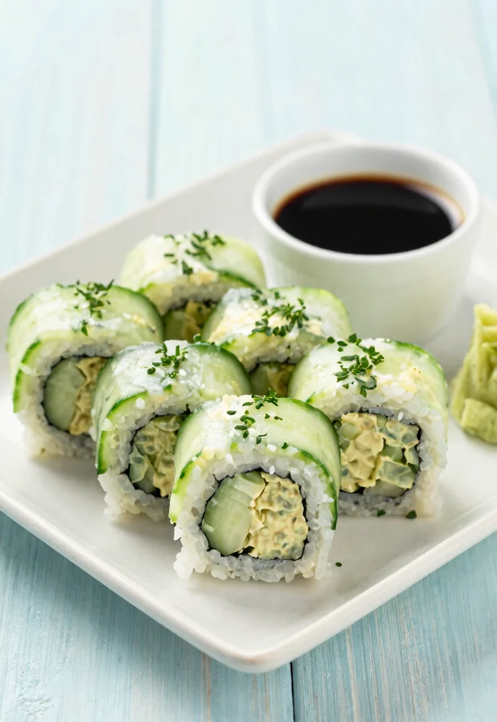 12 Vegan Sushi Recipes for Fresh Creative Rolls - 7. Creamy Cucumber and Hummus Rolls 1